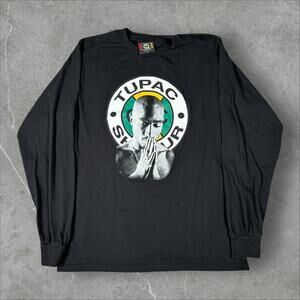 Vintage Tupac Shakur Cross Colours Rap Hip-Hop Size Large Long Sleeve T-Shirt